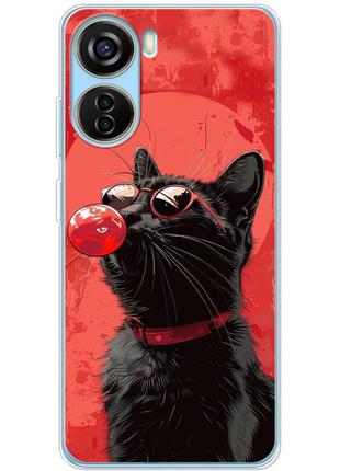 Чехол силиконовый с картинкой на zte blade v40 design (иллюстрация стильный котик)