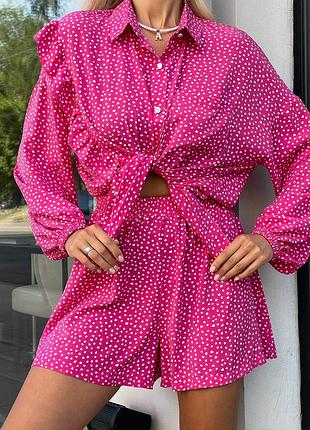 Оверсайз костюм з сорочкою. оверсайз костюм з шортами. сорочка та шорти з віскози