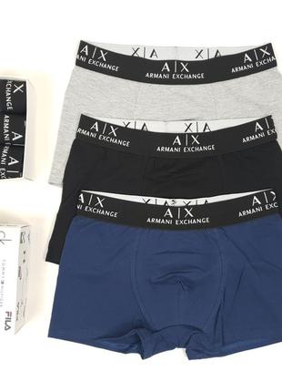 Белье нижнее комплект трусов 3шт armani exchange. мужские трусы боксеры из хлопка армани эксчендж набор трусов