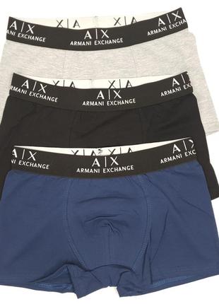 Білизна нижня комплект трусів 3шт armani exchange. чоловічі труси боксери з бавовни армані ексчендж набір трусів2 фото