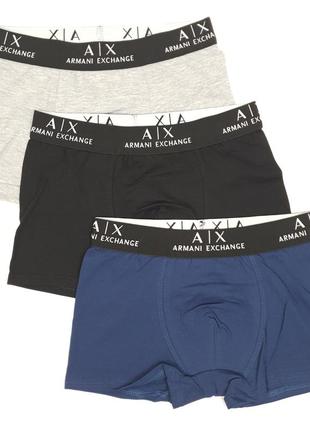 Білизна нижня комплект трусів 3шт armani exchange. чоловічі труси боксери з бавовни армані ексчендж набір трусів3 фото