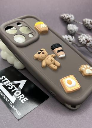 Чохол для iphone 15 pro 3d об'ємний cute cartoon протиударний силіконовий матовий закрита камера софт тач