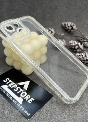 Чехол для iphone 15 прозрачный с блестящими вставками противоударный закрытая камера силиконовый
