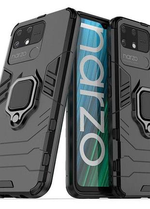 Чохол fiji ring для realme narzo 50a броньований бампер з кільцем підставкою чорний