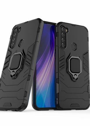 Чохол fiji ring для xiaomi redmi note 8 (2021) броньований бампер з кільцем чорний