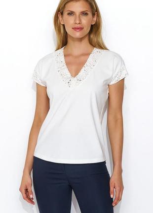 Женская летняя блуза с кружевом молочного цвета. модель sanchi zaps. коллекция весна-лето 20241 фото