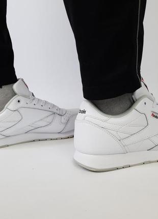 Кроссовки репл. мужские весна лето белые reebok classic leather. женские кроссовки репл. белые рибок классик7 фото