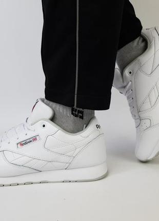 Кроссовки репл. мужские весна лето белые reebok classic leather. женские кроссовки репл. белые рибок классик1 фото