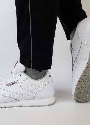 Кроссовки репл. мужские весна лето белые reebok classic leather. женские кроссовки репл. белые рибок классик2 фото