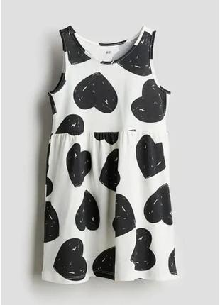 Літня сукня біо-чорна в серця h&m 92, 98/104,  110/116, 122/128, 134/140см