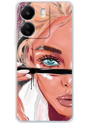 Чохол силіконовий з картинкою на xiaomi redmi 13c (ілюстрація стильна дівчина)