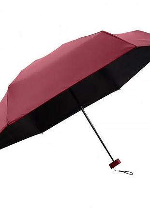 Міні-парасолька lesko 191t burgundy кишеньковий з чохлом капсулою парасоль від сонця й дощу 10 шт.