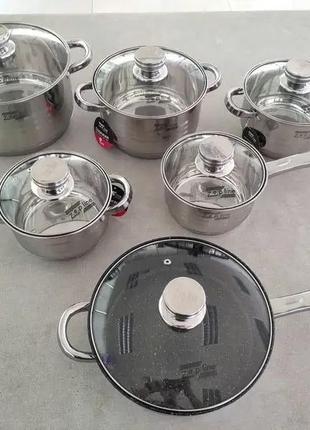 Набор посуды из нержавеющей стали zepline zp 075 набор стильной посуды из 12 предметов3 фото