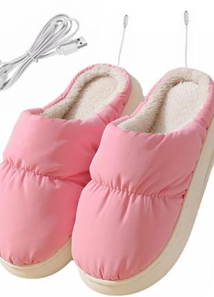 Хатні кімнатні капці lesko a-230 pink 24.5 см з підігрівом теплі