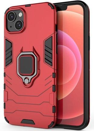 Чехол fiji ring для apple iphone 15 plus бронированный бампер с кольцом подставкой красный