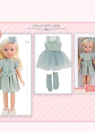 Кукла 91098 g высота 33 см, платье, носки, обруч, в коробке