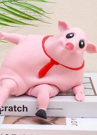 Іграшка-антистрес-квіш великий рожева свиня pink pig big 50 см4 фото