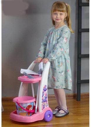 Дитячий набір для прибирання на візку. технок-6429. рожевий 54.5х37х37 см.