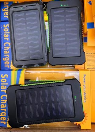Повербанк usb power bank solar charger 20000 мач на сонячній батареї з ліхтариком, швидка зарядка від сонця