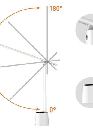 Настольная лампа baseus led smart eye белая (с встроенным аккумулятором 2200 mah), светодиодная лампа6 фото