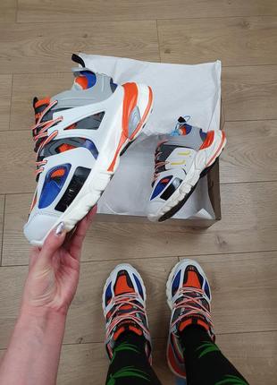 Кросівки репл. жіночі білі balenciaga track white orange blue. бігові кроси для дівчат баленсіага трек10 фото