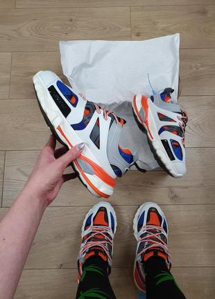 Кроссовки репл. женские белые balenciaga track white orange blue. беговые кроссы для девушек баленсиага трек8 фото