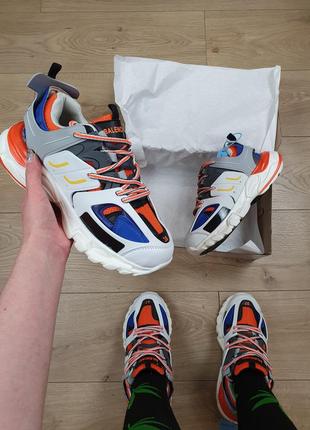 Кросівки репл. жіночі білі balenciaga track white orange blue. бігові кроси для дівчат баленсіага трек1 фото