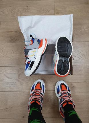 Кроссовки репл. женские белые balenciaga track white orange blue. беговые кроссы для девушек баленсиага трек6 фото