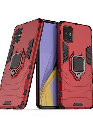 Чохол ring case для samsung galaxy a51 (a515) броньований бампер з кільцем червоний