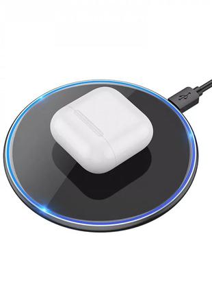 Бездротовий зарядний пристрій hoco cw6 pro easy 15w charging wireless fast charger black white