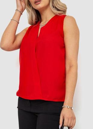 Блуза без рукавів шифон, колір червоний, 244r0613 фото