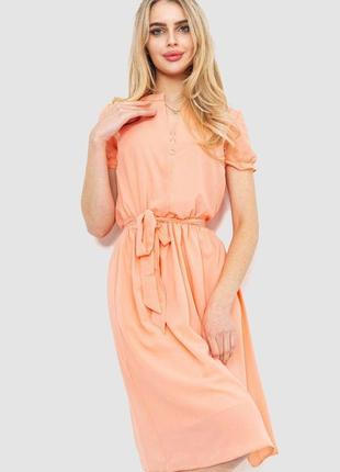 Платье однотонное, цвет персиковый, 230r006-111 фото