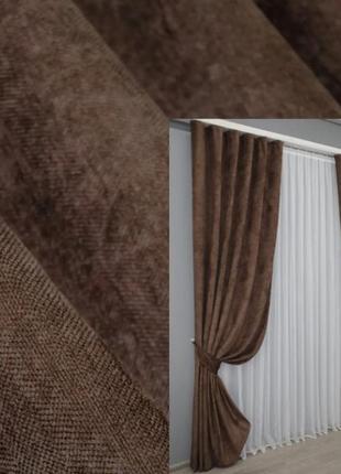 Комплект штор з льону. колір коричневий