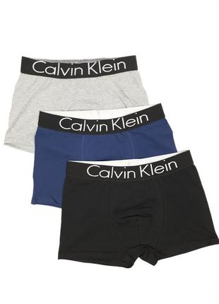 Чоловічі труси боксери 3шт calvin klein. спідня білизна набір в коробці кельвін кляйн. труси бавовняні комплект4 фото