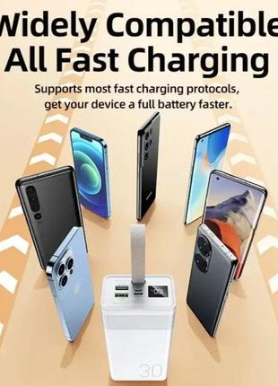 Зовнішній акумулятор портативний зарядний пристрій повербанк на 30000mah с led-світильником3 фото