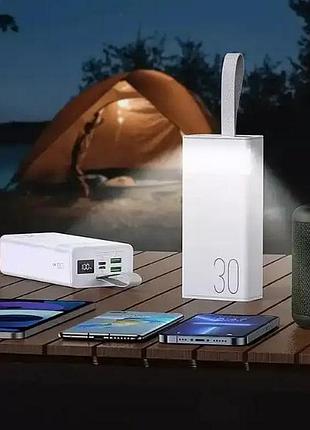 Зовнішній акумулятор портативний зарядний пристрій повербанк на 30000mah с led-світильником5 фото