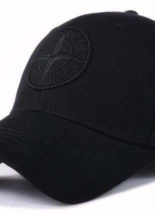 Кепка бейсболка stone island (стон айленд, стоник) с изогнутым козырьком черная 2, унисекс one size