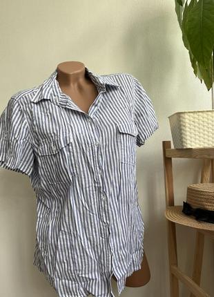 Рубашка женская в полоску короткий рукав от h&m s-xl