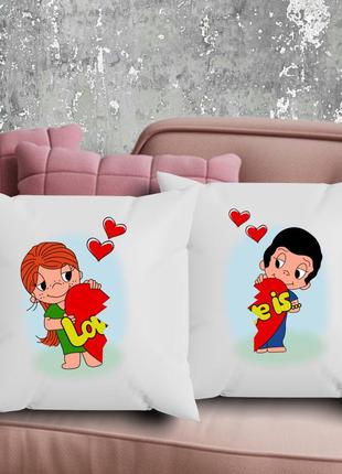 Парні подушки з принтом - love is!