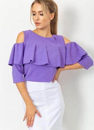 Блузка с открытыми плечами и воланом, цвет фиолетовый, 172r35-11 фото