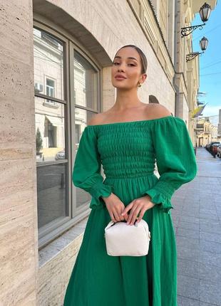 Легка літня муслінова сукня плаття з резинкою на талії