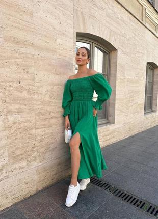 Легка літня муслінова сукня плаття з резинкою на талії