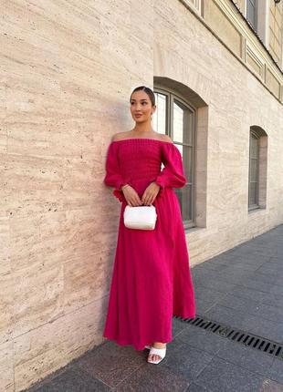 Легка літня муслінова сукня плаття з резинкою на талії