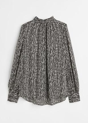 Блуза h&m з принтом чорна сіра базова жіноча зебра шифонова легка напівпрозора