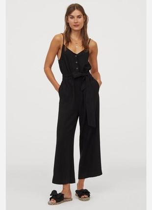 Новый натуральный комбинезон, штаны кюлоты h&m, лен + вискоза