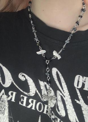 Намисто підвіска розарій вервиця з натуральних каменів y2k coquette cottage opium demonia dollskill лоліта готичне вінтаж