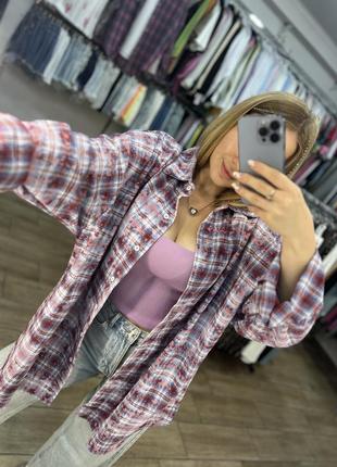 Сорочка оверсайз варена рубашка в клітинку картата