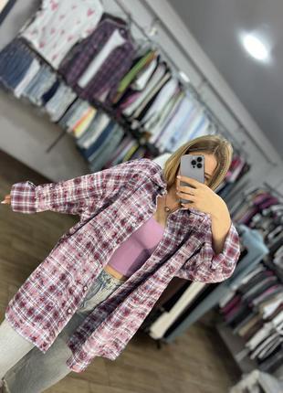 Сорочка оверсайз варена рубашка в клітинку картата