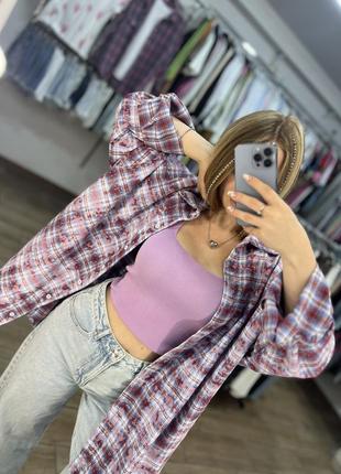 Сорочка оверсайз варена рубашка в клітинку картата