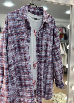 Сорочка оверсайз варена рубашка в клітинку картата